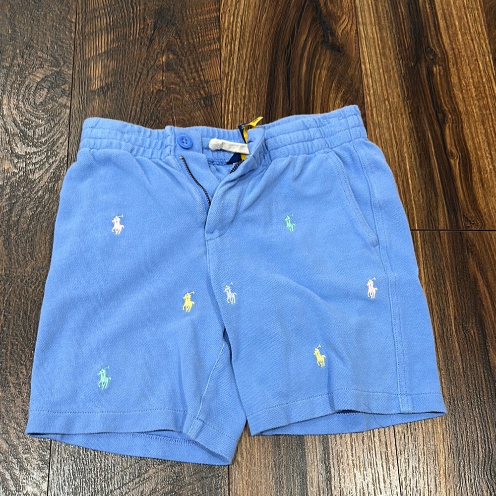 Polo by Ralph Lauren Kids Blue Shorts with Embroidered Ponies